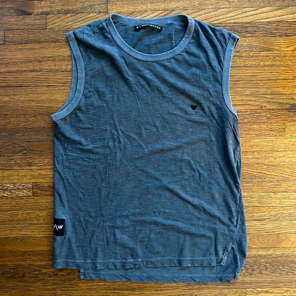 Men’s True Religion Gray Cotton Sleeveless T-Shirt. Russell Westbrook collab